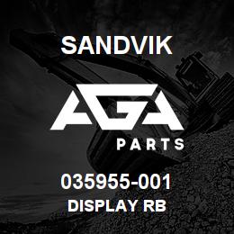 035955-001 Sandvik DISPLAY RB | AGA Parts