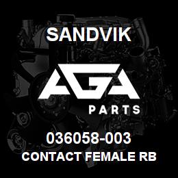 036058-003 Sandvik CONTACT FEMALE RB | AGA Parts