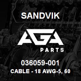 036059-001 Sandvik CABLE - 18 AWG-5, 600 V. | AGA Parts