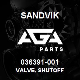 036391-001 Sandvik VALVE, SHUTOFF | AGA Parts