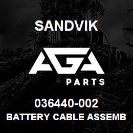 036440-002 Sandvik BATTERY CABLE ASSEMBLY | AGA Parts