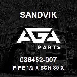 036452-007 Sandvik PIPE 1/2 X SCH 80 X 26 LG | AGA Parts