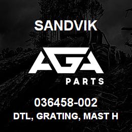 036458-002 Sandvik DTL, GRATING, MAST HANDRAILS | AGA Parts