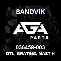 036458-003 Sandvik DTL, GRATING, MAST HANDRAILS | AGA Parts