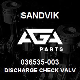 036535-003 Sandvik DISCHARGE CHECK VALVE ASSLY | AGA Parts