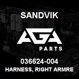 036624-004 Sandvik HARNESS, RIGHT ARMREST TO SEATBASE D | AGA Parts