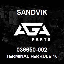 036650-002 Sandvik TERMINAL FERRULE 16 AWG (500/PK) | AGA Parts