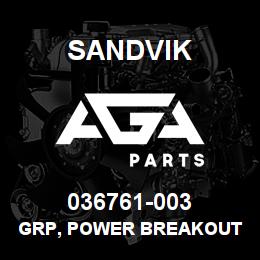 036761-003 Sandvik GRP, POWER BREAKOUT 8-5/8 IN. ,D75KS KIT | AGA Parts