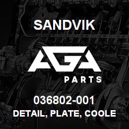 036802-001 Sandvik DETAIL, PLATE, COOLER LINE MTG | AGA Parts