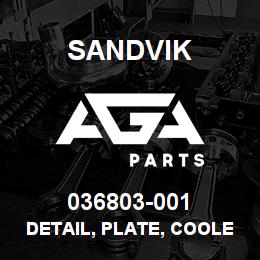 036803-001 Sandvik DETAIL, PLATE, COOLER LINE MTG | AGA Parts