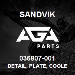036807-001 Sandvik DETAIL, PLATE, COOLER LINE MTG | AGA Parts