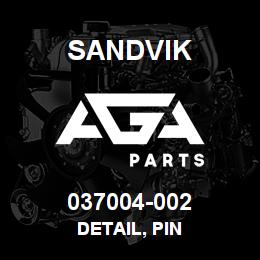 037004-002 Sandvik DETAIL, PIN | AGA Parts