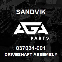 037034-001 Sandvik DRIVESHAFT ASSEMBLY | AGA Parts