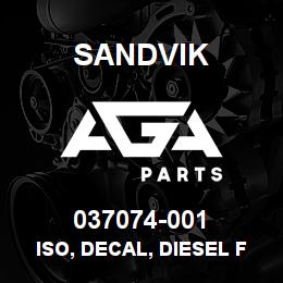 037074-001 Sandvik ISO, DECAL, DIESEL FUEL ONLY | AGA Parts