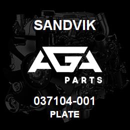 037104-001 Sandvik PLATE | AGA Parts