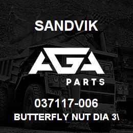 037117-006 Sandvik BUTTERFLY NUT DIA 3" , UNLDNG SYS RB | AGA Parts