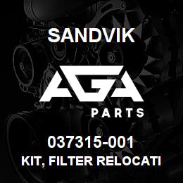 037315-001 Sandvik KIT, FILTER RELOCATION | AGA Parts