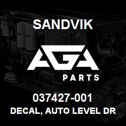 037427-001 Sandvik DECAL, AUTO LEVEL DR460 GUI | AGA Parts