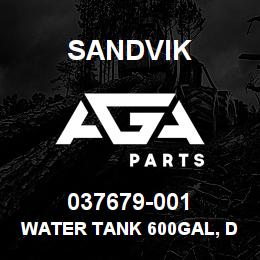 037679-001 Sandvik WATER TANK 600GAL, DR460 W/EXAUST H | AGA Parts