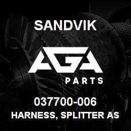 037700-006 Sandvik HARNESS, SPLITTER ASSEMBLY | AGA Parts