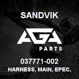 037771-002 Sandvik HARNESS, MAIN, EPEC, DR460 MP | AGA Parts