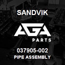 037905-002 Sandvik PIPE ASSEMBLY | AGA Parts