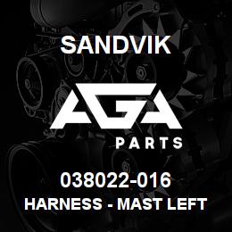 038022-016 Sandvik HARNESS - MAST LEFT SIDE | AGA Parts