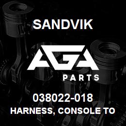 038022-018 Sandvik HARNESS, CONSOLE TO SEAT DR460SP | AGA Parts