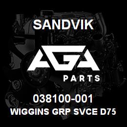 038100-001 Sandvik WIGGINS GRP SVCE D75KS/D55SP | AGA Parts