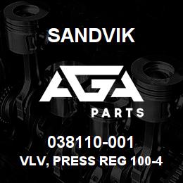 038110-001 Sandvik VLV, PRESS REG 100-400# 1/4 IN. NPT RB | AGA Parts