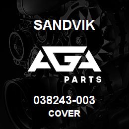 038243-003 Sandvik COVER | AGA Parts