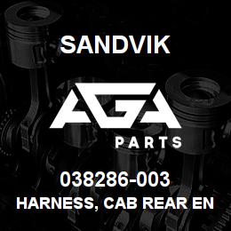 038286-003 Sandvik HARNESS, CAB REAR END D45/D50 | AGA Parts
