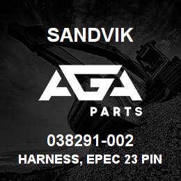 038291-002 Sandvik HARNESS, EPEC 23 PIN (BLK) DR460 MP | AGA Parts