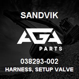 038293-002 Sandvik HARNESS, SETUP VALVE NON SLIT | AGA Parts