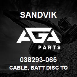 038293-065 Sandvik CABLE, BATT DISC TO STARTER DISC DR5 | AGA Parts