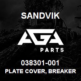038301-001 Sandvik PLATE COVER, BREAKER CONSOLE, DR460 | AGA Parts