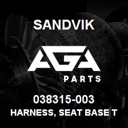 038315-003 Sandvik HARNESS, SEAT BASE TO FLOOR | AGA Parts