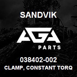 038402-002 Sandvik CLAMP, CONSTANT TORQUE, 3.28-3.58 | AGA Parts