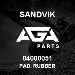 04000051 Sandvik PAD, RUBBER | AGA Parts