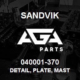 040001-370 Sandvik DETAIL, PLATE, MAST REST | AGA Parts