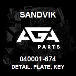 040001-674 Sandvik DETAIL, PLATE, KEY | AGA Parts