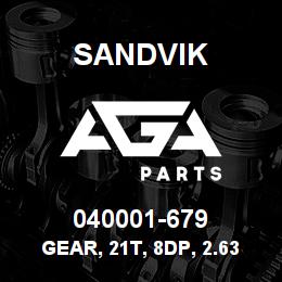 040001-679 Sandvik GEAR, 21T, 8DP, 2.63PD, 20PA, SAE | AGA Parts