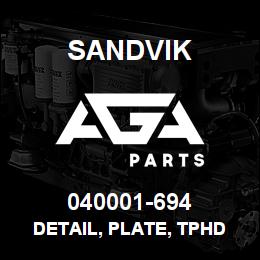 040001-694 Sandvik DETAIL, PLATE, TPHD KEEPER | AGA Parts