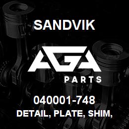 040001-748 Sandvik DETAIL, PLATE, SHIM, TOPHEAD | AGA Parts