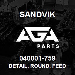 040001-759 Sandvik DETAIL, ROUND, FEED PIN | AGA Parts