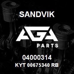 04000314 Sandvik KYT 00675340 RB | AGA Parts