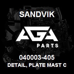040003-405 Sandvik DETAIL, PLATE MAST CHAIN MNT | AGA Parts