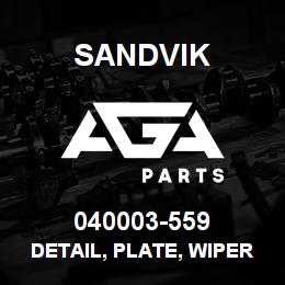 040003-559 Sandvik DETAIL, PLATE, WIPER SPACER | AGA Parts