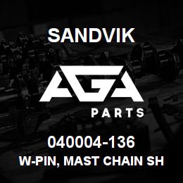 040004-136 Sandvik W-PIN, MAST CHAIN SHEAVE | AGA Parts