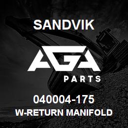 040004-175 Sandvik W-RETURN MANIFOLD | AGA Parts